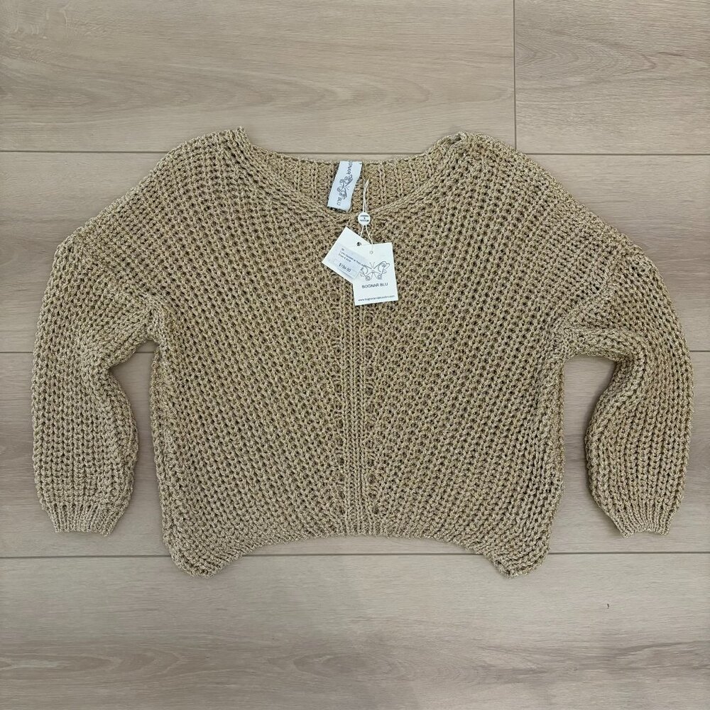 Bognar Blu Silver & Gold Lurex Cropped Sweater